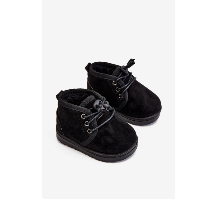 Dívčí šněrovací Sněhové Boty S Kožešinou černé model 21545035 - Boto
