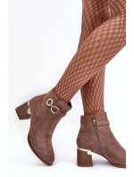 Dámské Semišové Botky Hnědé model 21638450 - Boto