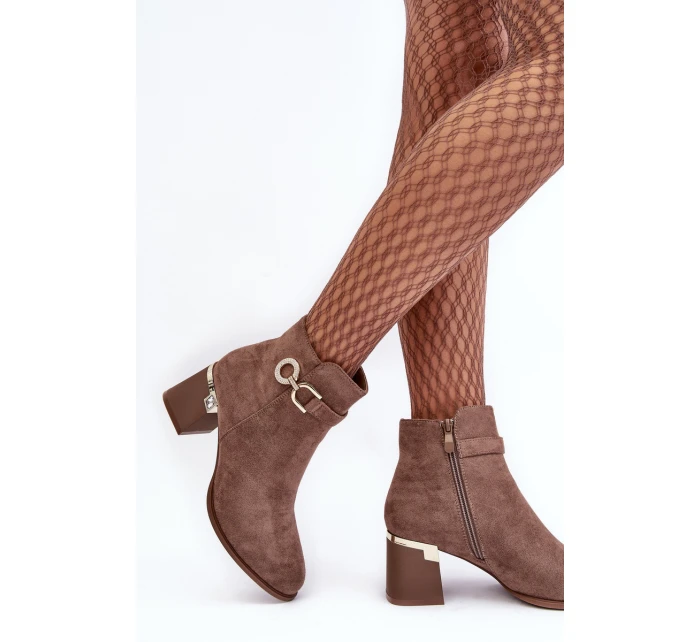 Dámské Semišové Botky Hnědé model 21638450 - Boto