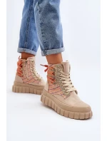 Wysokie Trampki Damskie Na Masywnej Platformie Beżowe Kernia Wysokie Trampki Damskie Na Masywnej Platformie Beżowe Kernia