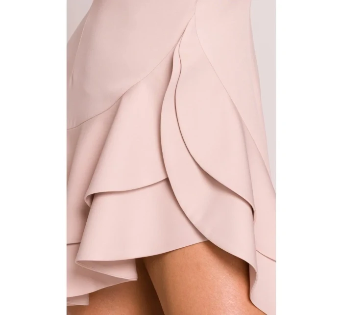 M850 Mini šaty s volánmi - svetlo béžové