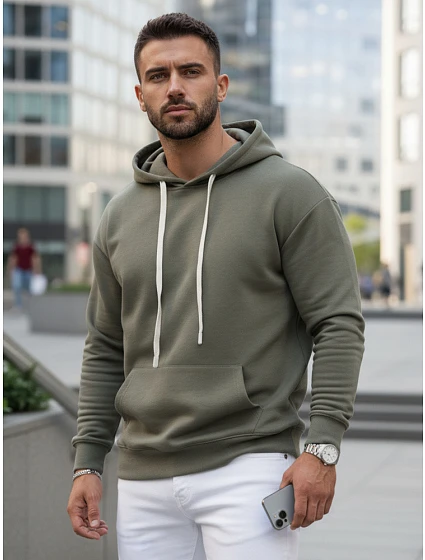 Bluza męska z kapturem khaki model 22126363 - FashionStreet