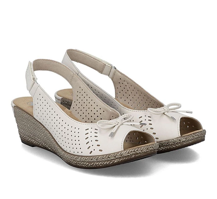 Rieker 624H1-60 dámske kožené sandále na platforme s mašľou