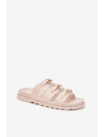 Dámské Pantofle S Pásky Světle Béžové model 21703428 - Boto Dámské Pantofle S Pásky Světle Béžové model 21703428 - Boto