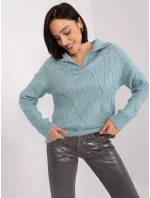 Sweter AT SW mietowy model 19040952 - FPrice Sweter AT SW mietowy model 19040952 - FPrice