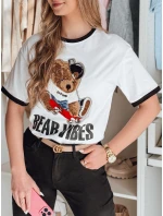 Dámské tričko oversize s vyšívaným medvídkem bílé Dstreet model 21988848 - FashionStreet