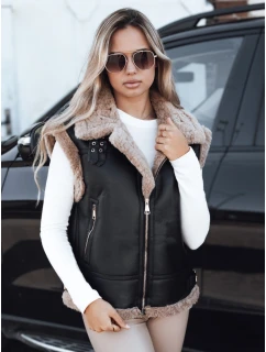 Dámská kožená vesta s ovčí kůží černá Dstreet model 21993168 - FashionStreet