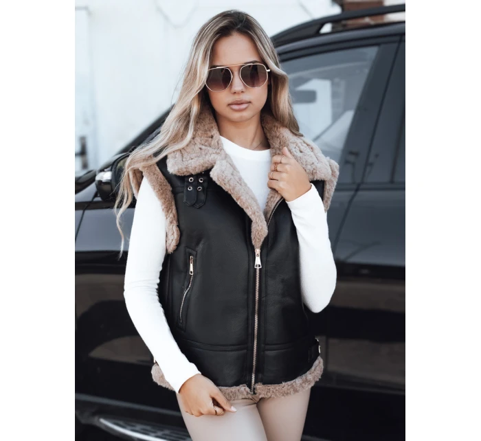 Dámská kožená vesta s ovčí kůží černá Dstreet model 21993168 - FashionStreet