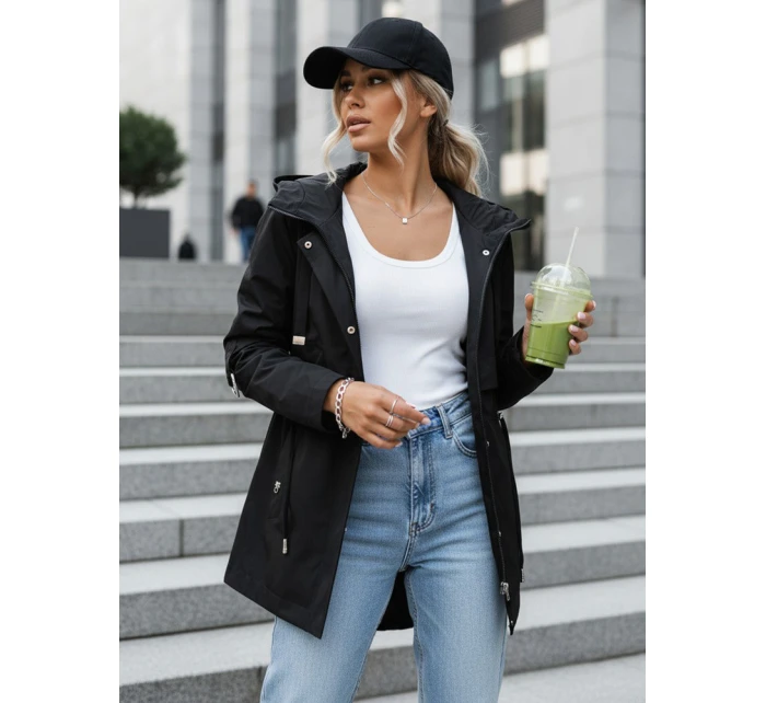 Parka damska przejściowa z kapturem czarna model 22025135 - FashionStreet