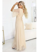 Dlouhé třpytivé plus size šaty s výstřihem a rukávy model 21945491 - numoco basic