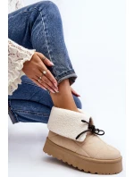 Śniegowce Na Platformie Z Kożuchem Jasnobeżowe Olimuka Śniegowce Na Platformie Z Kożuchem Jasnobeżowe Olimuka