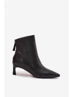 Botki Damskie Z Naturalnej Skóry Na Obcasie D&A CR52-661 Czarne Botki Damskie Z Naturalnej Skóry Na Obcasie D&A CR52-661 Czarne