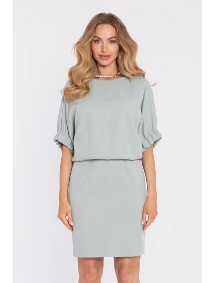 M904 Blúzkové šaty s rozparkom vzadu - mentolové
