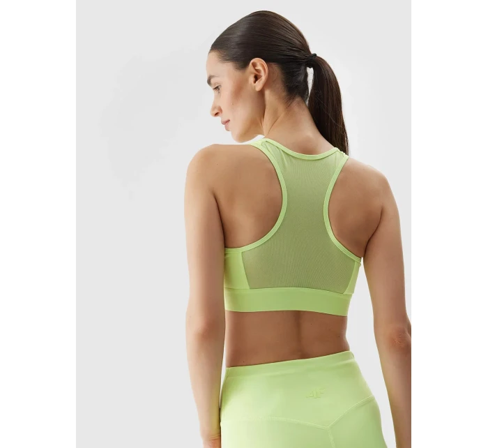Dámska športová podprsenka s nízkou podporou z recyklovaných materiálov 4F - limetková Dámska športová podprsenka s nízkou podporou z recyklovaných materiálov 4F - limetková