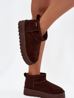 Dámske snežnice s nízkou platformou Big Star - čokoládové