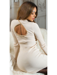 Sexy Mini-Knitdress with Cut Out & Chain Detail