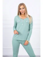 Sada s knoflíkovým výstřihem tmavě mátová Sada s knoflíkovým výstřihem tmavě mátová