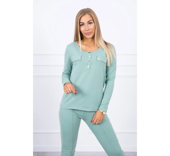 Sada s knoflíkovým výstřihem tmavě mátová Sada s knoflíkovým výstřihem tmavě mátová