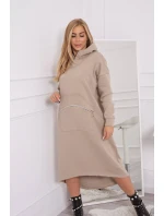 Zateplené šaty s kapucí béžové Zateplené šaty s kapucí béžové