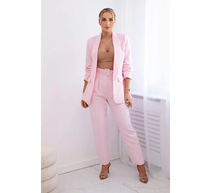 Elegantný set saka a nohavíc candy pink