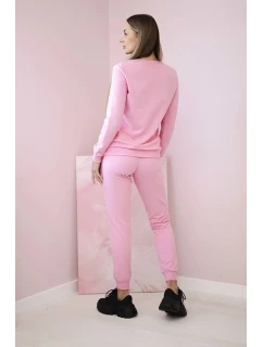 Dámska bavlnená súprava s ozdobnými srdiečkovými cukríkmi ružovej farby