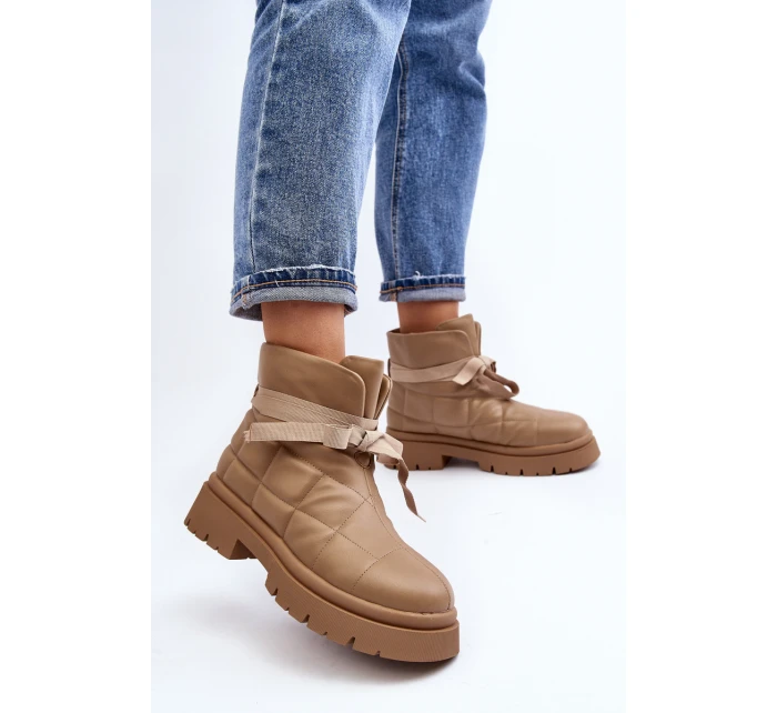 Dámské kotníčkové boty se a šněrováním khaki model 21644678 - Boto Dámské kotníčkové boty se a šněrováním khaki model 21644678 - Boto