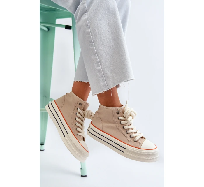 Dámské tenisky na platformě béžové model 21652307 - Boto Dámské tenisky na platformě béžové model 21652307 - Boto