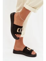 Dámské pantofle se zlatým detailem Černé Elmera Dámské pantofle se zlatým detailem Černé Elmera