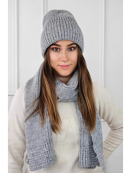 Set čepice a šála model 20794876 šedý - Kamea