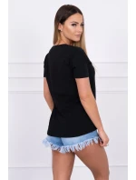 Dámska grafická blúzka čierna