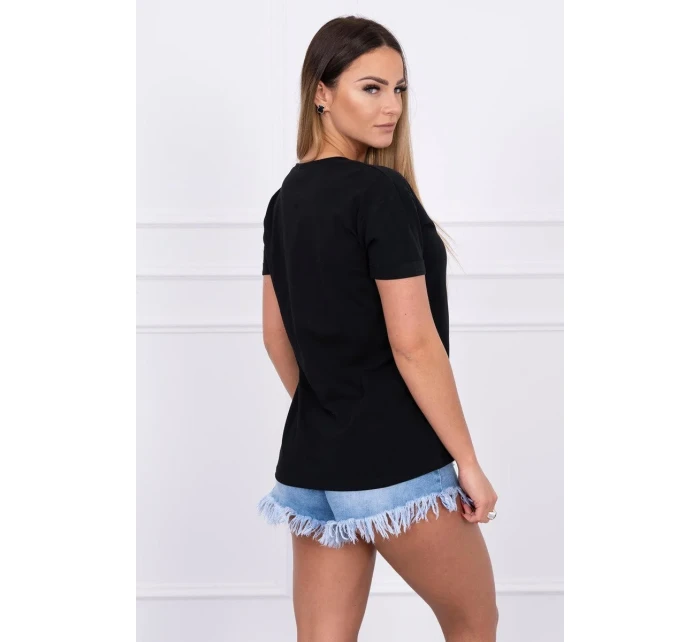 Dámska grafická blúzka čierna