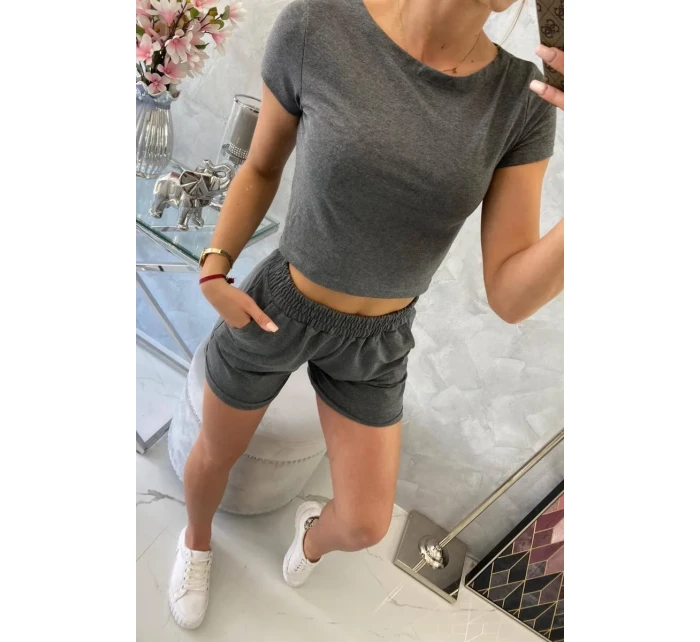 Bavlněná souprava s kraťasy grafitová Bavlněná souprava s kraťasy grafitová