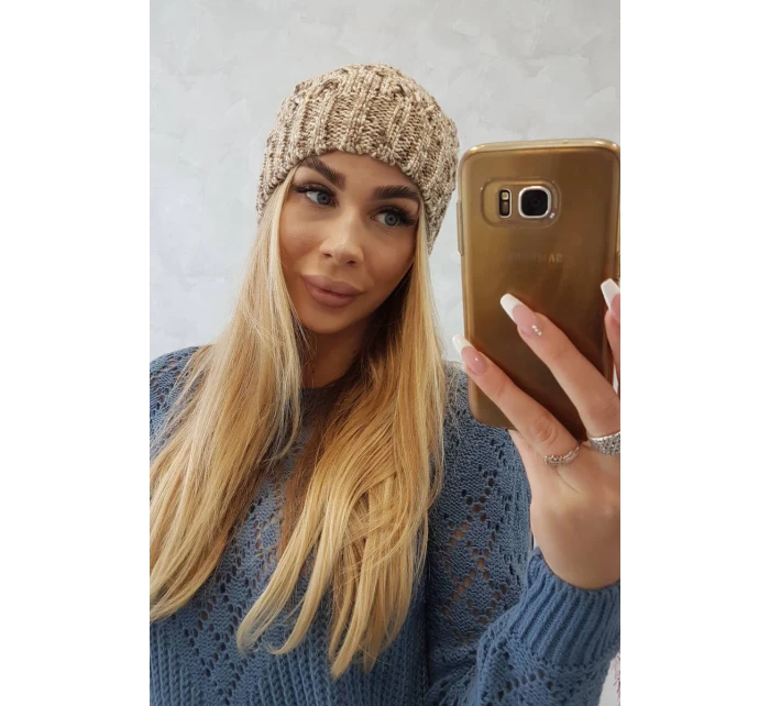 Fleecová čiapka Roksana K209 tmavo béžová