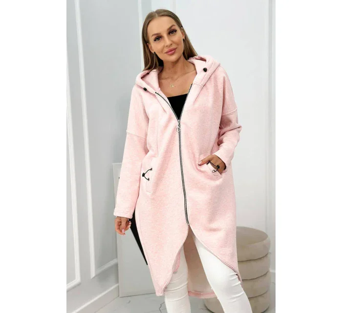 Zateplená dlhá mikina prášková ružová melanž
