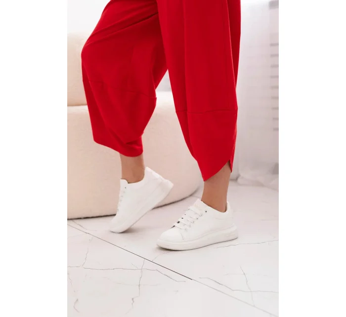 Súprava bavlnená blúzka + nohavice červená