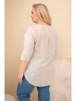 Dámska bavlnená blúzka s výstrihom na gombíky v béžovej farbe