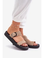 Dámské Semišové Pantofle Na Platformě Béžové model 21682483 - Zazoo