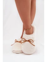 Kožešinové bačkory s mašlí ecru Minella Kožešinové bačkory s mašlí ecru Minella