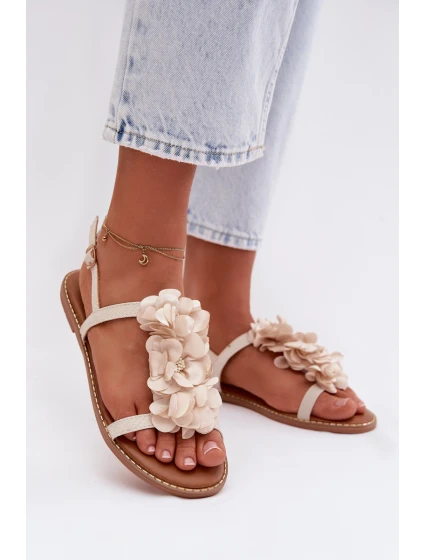 Dámské ploché sandály s ozdobnými květinami model 21961023 - Boto