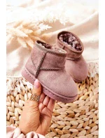 Dětské Teplé Sněhule Semišové Tmavě béžové Gooby Dětské Teplé Sněhule Semišové Tmavě béžové Gooby