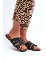 Dámske ploché papuče z ekokože, čierne Risamay Dámske ploché papuče z ekokože, čierne Risamay