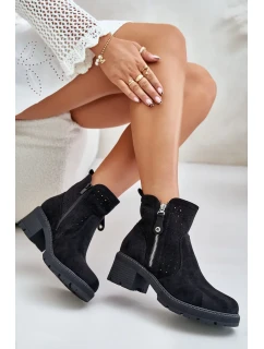 Dámske členkové čižmy so vzorom Azura Heel Black Oviria