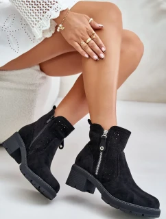 Dámske členkové čižmy so vzorom Azura Heel Black Oviria