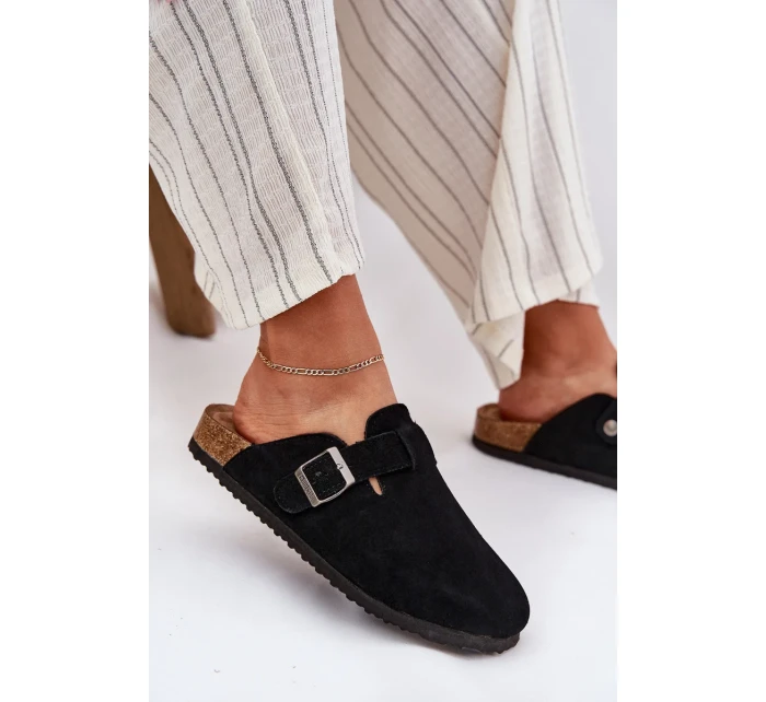 Dámske semišové papuče s prackou Big Star - čierne