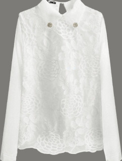 Elegantná blúzka vo farbe ecru s golierom (8521/1)