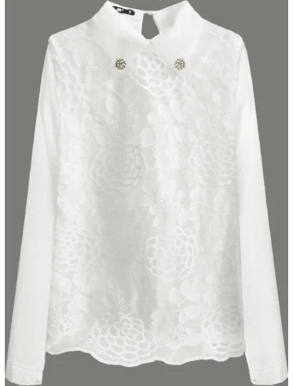 Elegantní halenka v barvě ecru s límečkem model 15496848 - LJR