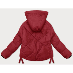 Červená dámska zimná bunda s ozdobným lemovaním (3021)