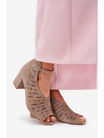 Zamszowe Botki Damskie Na Słupku Maciejka 06893-10 Ciemnobeżowe