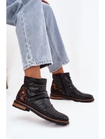 Kožené kotníkové boty s perforovaným vzorem Maciejka 05922-01 Černé