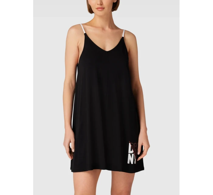 Dámska krátka nočná košeľa s ramienkami YI2222635 001 čierna - DKNY